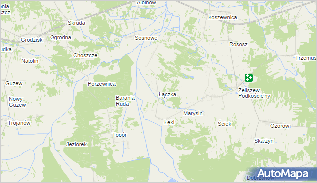 mapa Łączka gmina Kotuń, Łączka gmina Kotuń na mapie Targeo