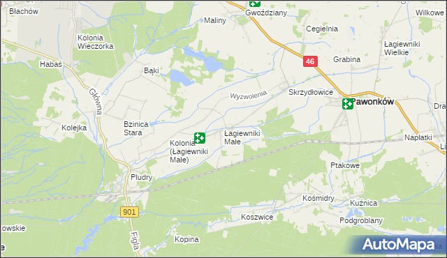 mapa Łagiewniki Małe, Łagiewniki Małe na mapie Targeo