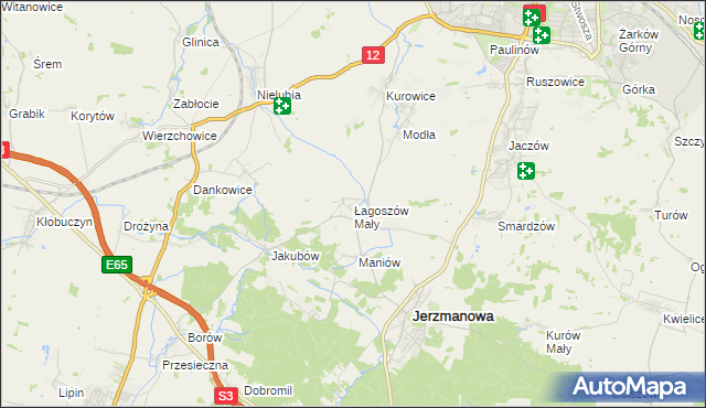 mapa Łagoszów Mały, Łagoszów Mały na mapie Targeo