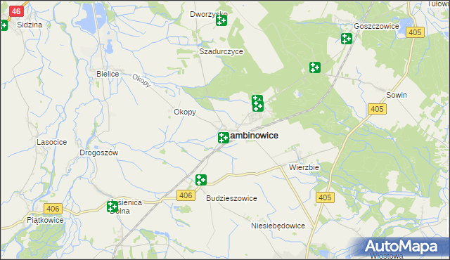 mapa Łambinowice, Łambinowice na mapie Targeo