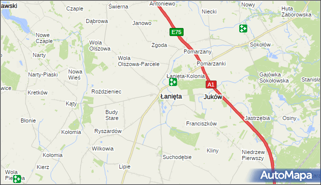 mapa Łanięta powiat kutnowski, Łanięta powiat kutnowski na mapie Targeo