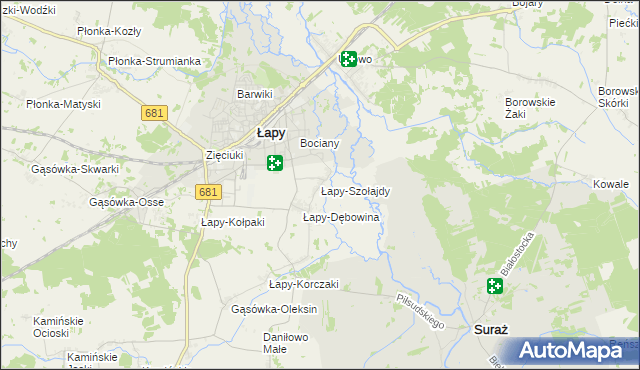 mapa Łapy-Szołajdy, Łapy-Szołajdy na mapie Targeo