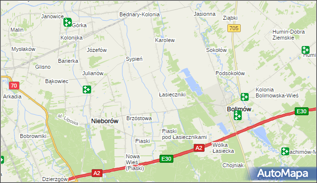 mapa Łasieczniki, Łasieczniki na mapie Targeo