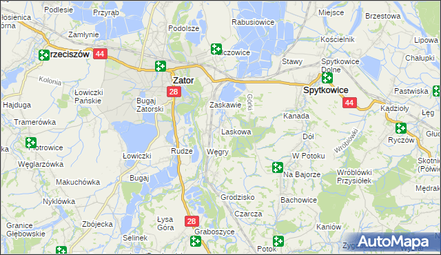 mapa Laskowa gmina Zator, Laskowa gmina Zator na mapie Targeo