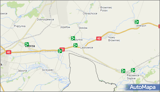 mapa Laskowice gmina Lubrza, Laskowice gmina Lubrza na mapie Targeo