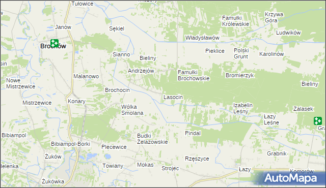 mapa Lasocin gmina Brochów, Lasocin gmina Brochów na mapie Targeo