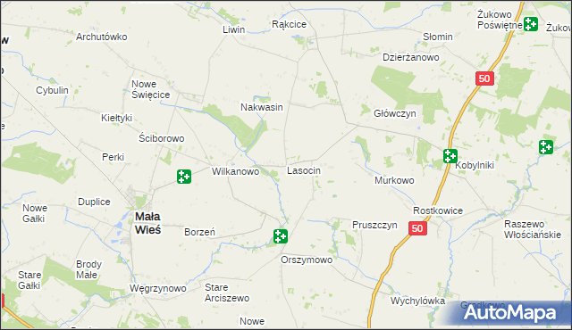 mapa Lasocin gmina Mała Wieś, Lasocin gmina Mała Wieś na mapie Targeo