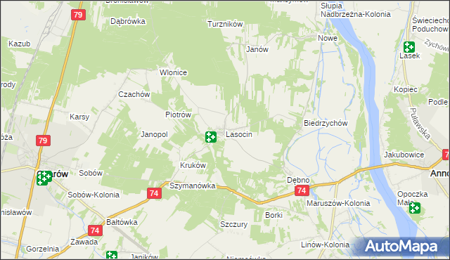 mapa Lasocin gmina Ożarów, Lasocin gmina Ożarów na mapie Targeo