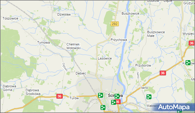 mapa Lasowice gmina Ścinawa, Lasowice gmina Ścinawa na mapie Targeo