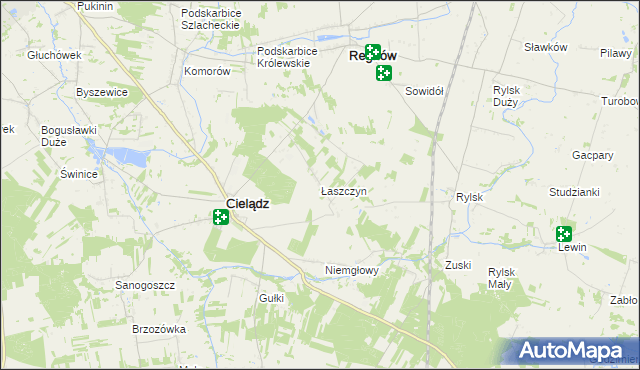 mapa Łaszczyn gmina Cielądz, Łaszczyn gmina Cielądz na mapie Targeo