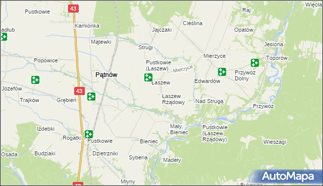 mapa Łaszew Rządowy, Łaszew Rządowy na mapie Targeo