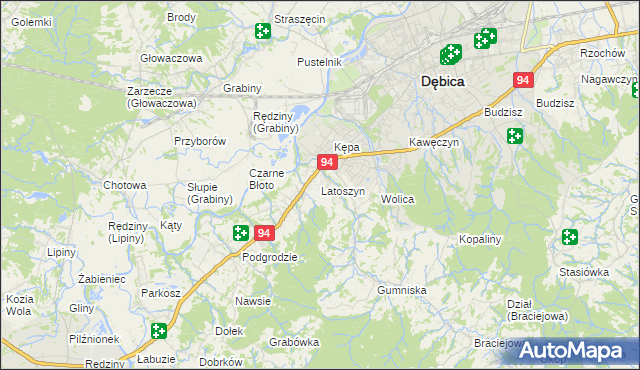 mapa Latoszyn, Latoszyn na mapie Targeo