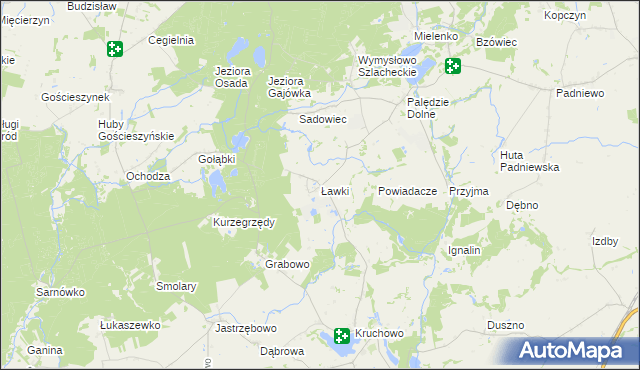 mapa Ławki gmina Trzemeszno, Ławki gmina Trzemeszno na mapie Targeo