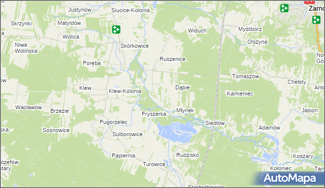 mapa Ławki gmina Żarnów, Ławki gmina Żarnów na mapie Targeo