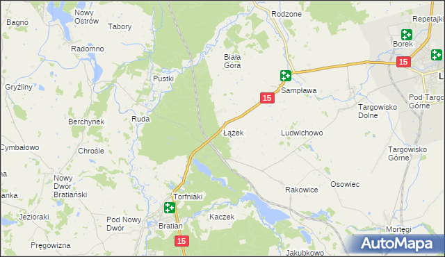 mapa Łążek gmina Lubawa, Łążek gmina Lubawa na mapie Targeo