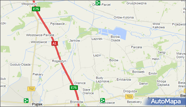 mapa Łazin, Łazin na mapie Targeo