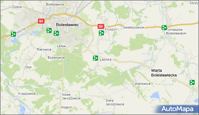 mapa Łaziska gmina Bolesławiec, Łaziska gmina Bolesławiec na mapie Targeo