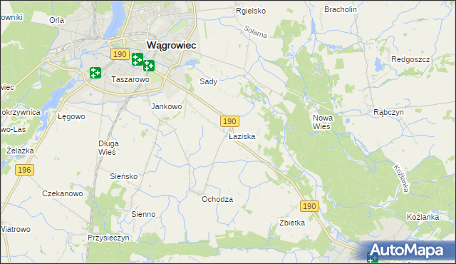 mapa Łaziska gmina Wągrowiec, Łaziska gmina Wągrowiec na mapie Targeo