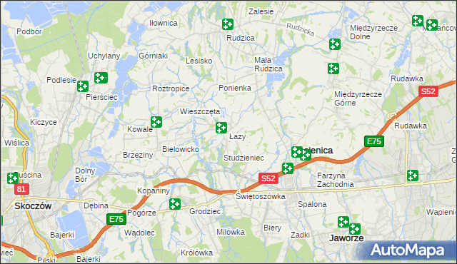 mapa Łazy gmina Jasienica, Łazy gmina Jasienica na mapie Targeo