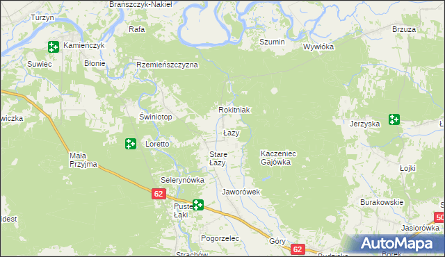 mapa Łazy gmina Łochów, Łazy gmina Łochów na mapie Targeo