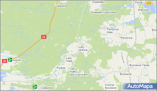 mapa Łazy Wielkie, Łazy Wielkie na mapie Targeo