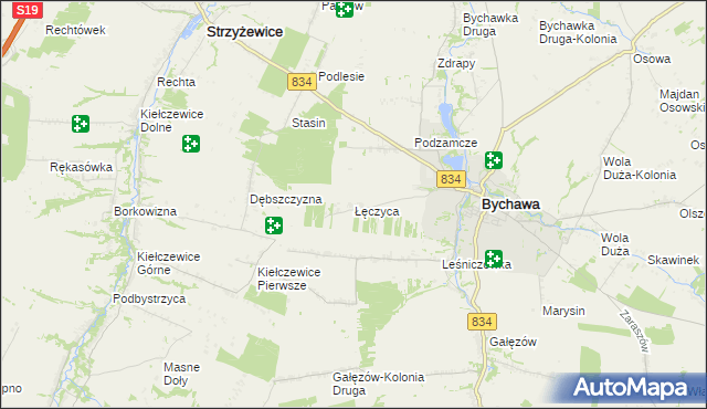 mapa Łęczyca gmina Bychawa, Łęczyca gmina Bychawa na mapie Targeo