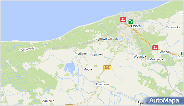 mapa Lędowo gmina Ustka, Lędowo gmina Ustka na mapie Targeo