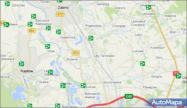 mapa Łęg Tarnowski, Łęg Tarnowski na mapie Targeo