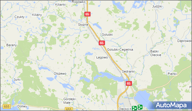mapa Łęgowo gmina Olecko, Łęgowo gmina Olecko na mapie Targeo
