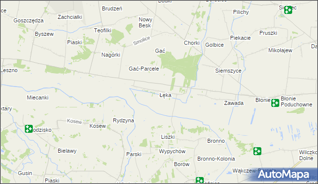 mapa Łęka gmina Łęczyca, Łęka gmina Łęczyca na mapie Targeo