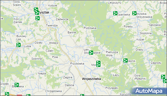 mapa Łęki Strzyżowskie, Łęki Strzyżowskie na mapie Targeo