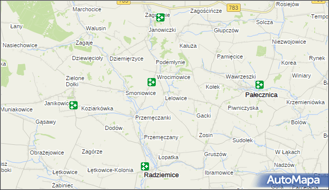 mapa Lelowice, Lelowice na mapie Targeo