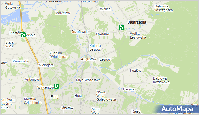 mapa Lesiów, Lesiów na mapie Targeo