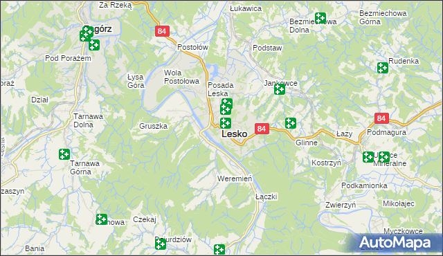 mapa Lesko, Lesko na mapie Targeo