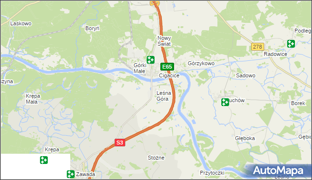 mapa Leśna Góra, Leśna Góra na mapie Targeo