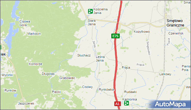 mapa Leśna Jania, Leśna Jania na mapie Targeo