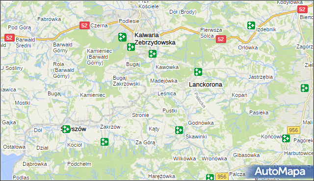 mapa Leśnica gmina Stryszów, Leśnica gmina Stryszów na mapie Targeo