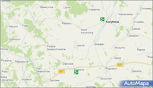 mapa Leśniki gmina Korytnica, Leśniki gmina Korytnica na mapie Targeo