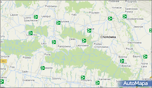 mapa Leśniówka gmina Chorkówka, Leśniówka gmina Chorkówka na mapie Targeo