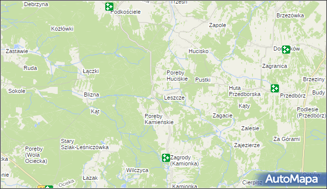 mapa Leszcze gmina Niwiska, Leszcze gmina Niwiska na mapie Targeo