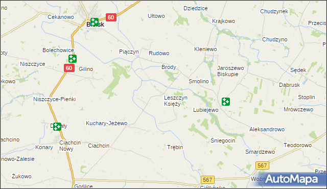 mapa Leszczyn Księży, Leszczyn Księży na mapie Targeo