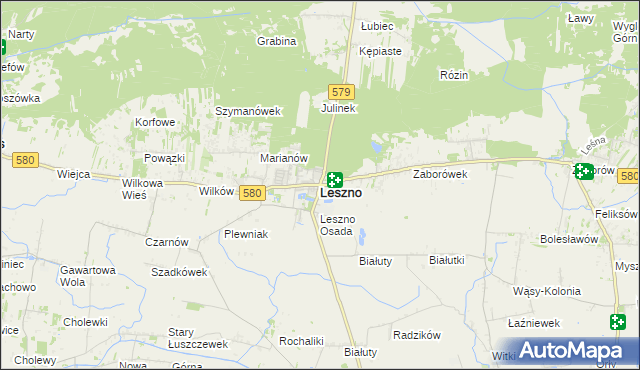 mapa Leszno powiat warszawski zachodni, Leszno powiat warszawski zachodni na mapie Targeo