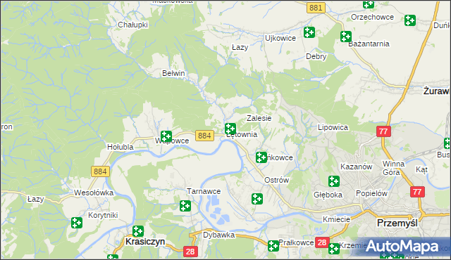 mapa Łętownia gmina Przemyśl, Łętownia gmina Przemyśl na mapie Targeo