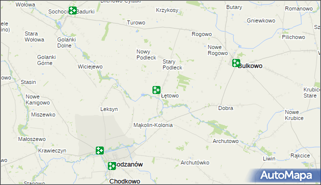 mapa Łętowo gmina Bodzanów, Łętowo gmina Bodzanów na mapie Targeo