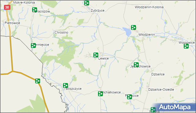 mapa Lewice gmina Branice, Lewice gmina Branice na mapie Targeo