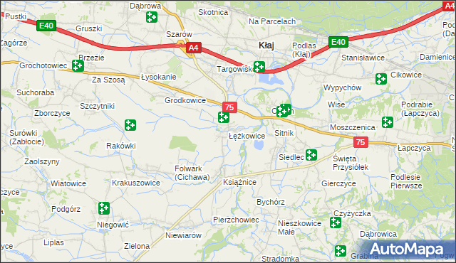 mapa Łężkowice, Łężkowice na mapie Targeo
