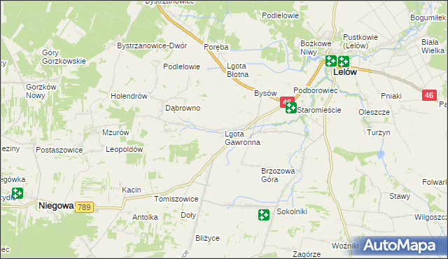 mapa Lgota Gawronna, Lgota Gawronna na mapie Targeo