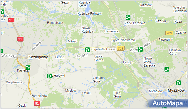 mapa Lgota Górna, Lgota Górna na mapie Targeo