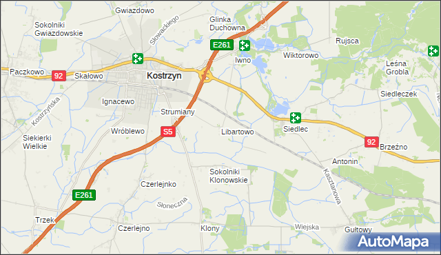 mapa Libartowo, Libartowo na mapie Targeo