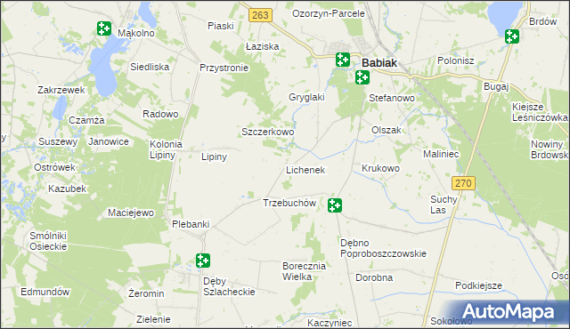 mapa Lichenek, Lichenek na mapie Targeo